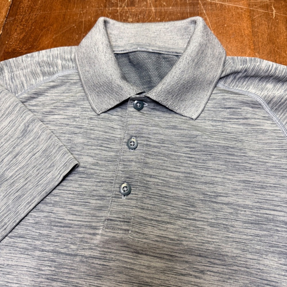 Lululemon Metal Vent Tech Polo Mens S Gray Space Dye Short Sleeve Shirt